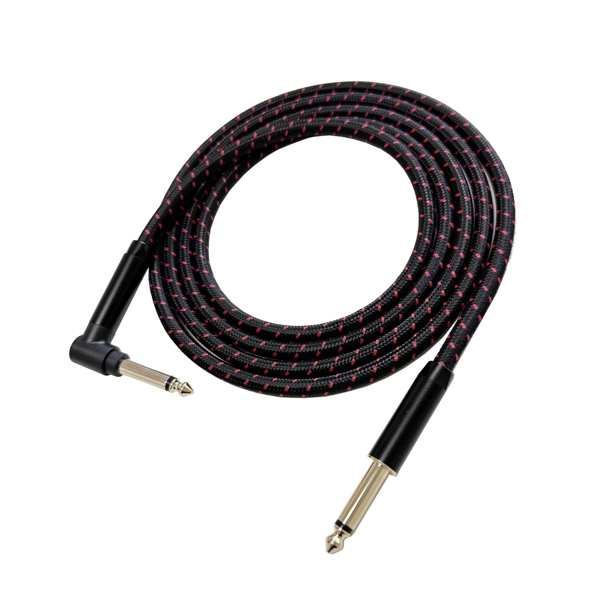 Guitarra Eléctrica Cable De Instrumento 6.5 Pies Cable Amplificador Cable Trenzado TRS 1/4 Pulgada | Cable de guitarra (negro, 300 cm)