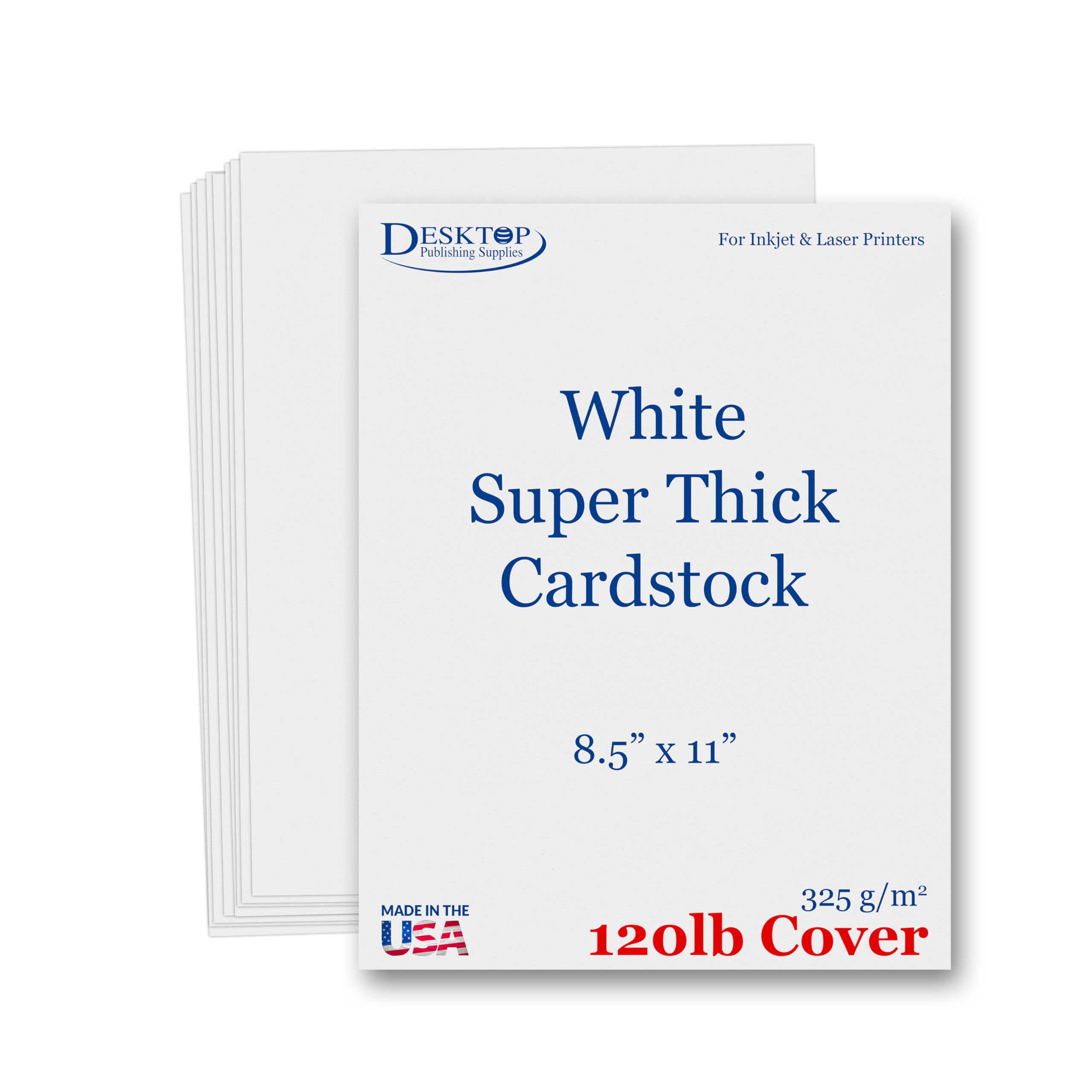 120lb Cover Thick Cardstock Paper - Plain Heavy Bright White Stock - 8.5" x 11" (50 Sheets)