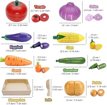 Wooden Play Food Fruits Toy and Wooden Play Food Vegetables Toy