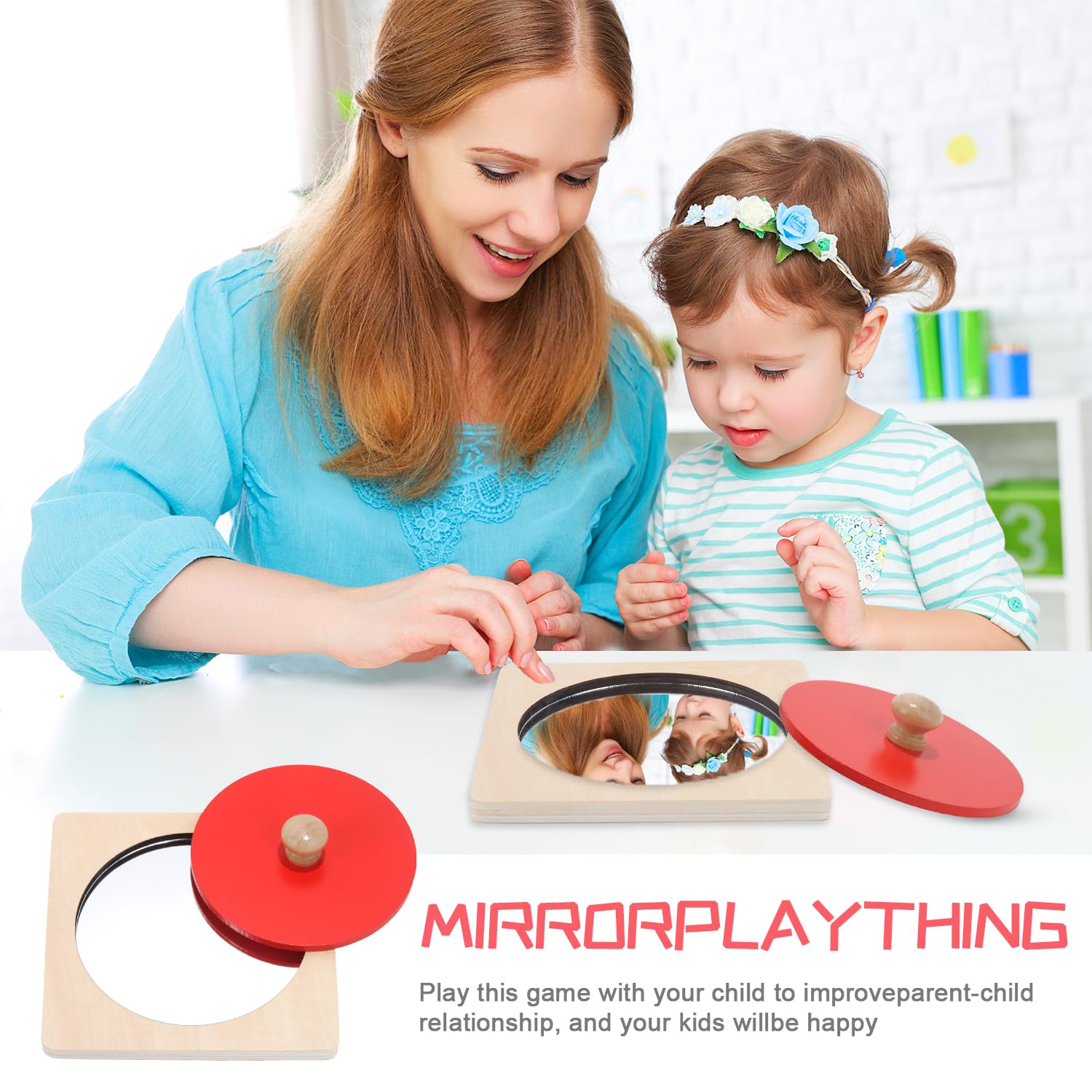 Miroir Montessori Sensoriel pour Bébé - Jouet Nouveau-né avec Miroir - Idée Cadeau pour Nouveau-né