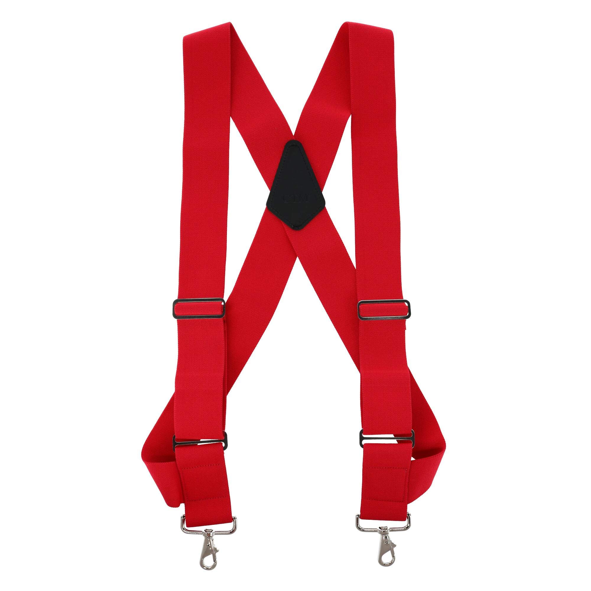 Men's Big & Tall Elastic Side Clip Metal Swivel Hook Trucker Braces, Red