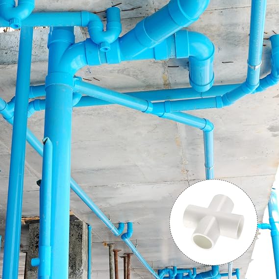 METALLIXITY Tee PVC Pipe Fitting, (1/2 Inch) 6Pcs, 4-Way Cross PVC Pipe Fittings Furniture Connector - for Water Supplies Build, Garden Shelf Greenhouse, White