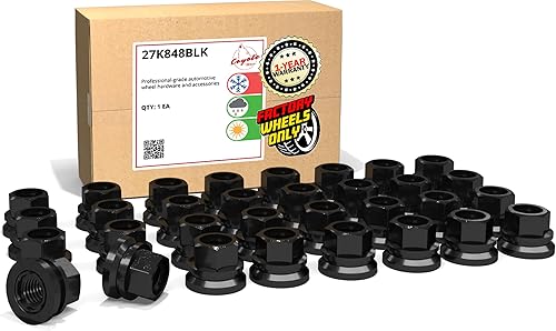 Vista 11 de Wheel Accessories Parts 20 tuercas de llanta estilo OEM de 9/16"-18 roscas de 1.65" de largo negro 7/8" 0.866 in hexagonales para Chrysler Aspen