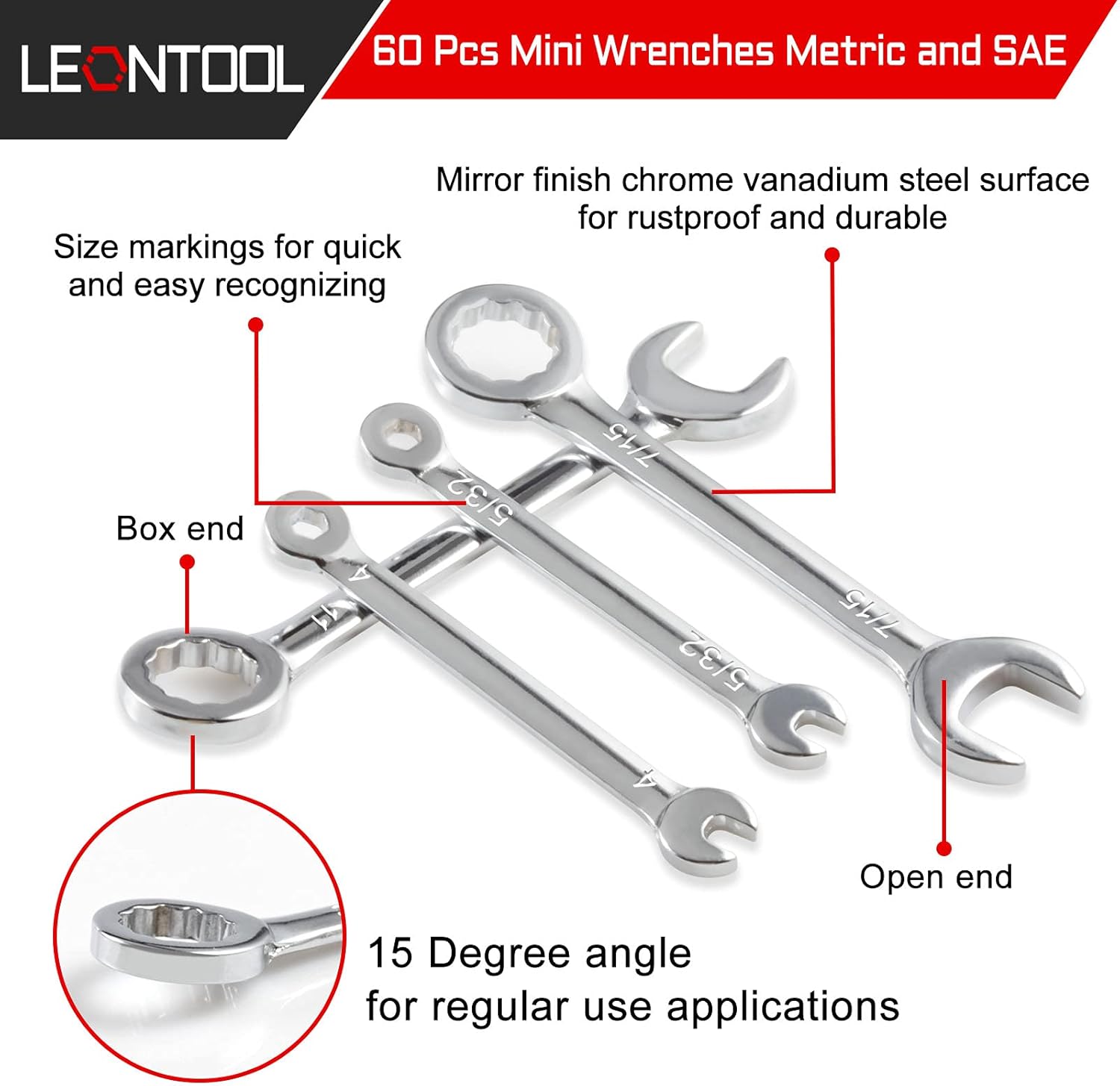 6 Pack Mini Combination Wrench Set Metric and SAE Ignition Wrench Set with Key Chains Open End and Box End Spanner for Automotive Technicians and Industrial Users