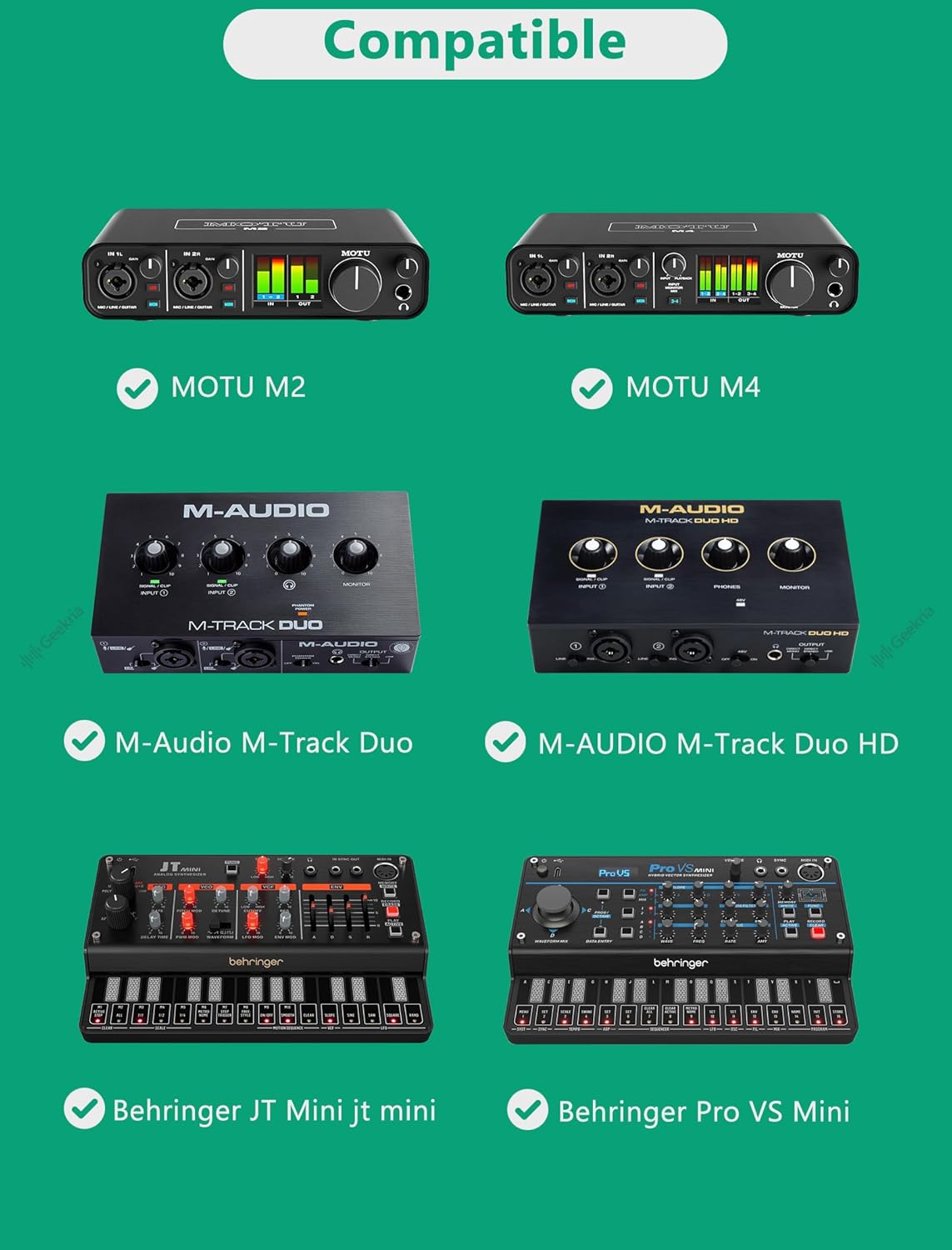 GEEKRIA Audio Interface Carrying Case, Hard Shell Travel Bag Compatible with MOTU M2 / M4, M-Audio M-Track Duo/M-Track Duo HD, Behringer Pro VS Mini/jt mini, Stylophone GENX-2 (Dark Gray) - Image 3