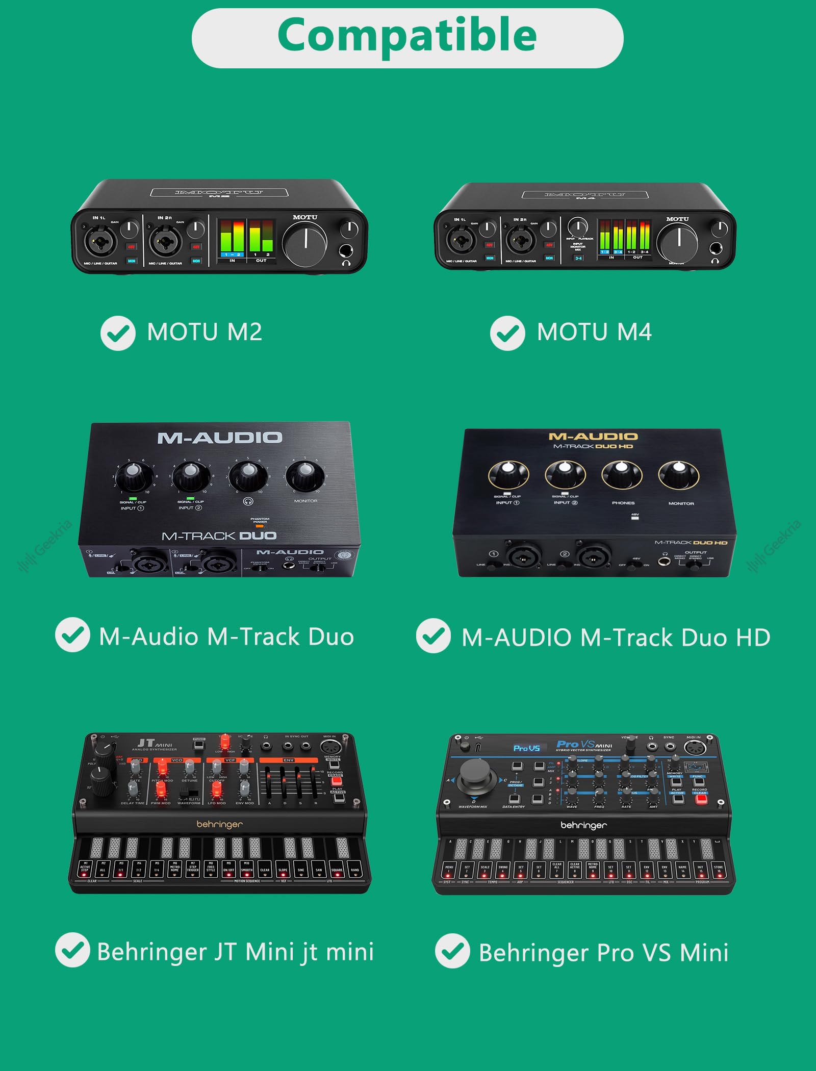 GEEKRIA Housse de Transport pour Interface Audio, étui de Voyage Rigide Compatible avec Motu M2/M4, M-Audio M-Track Duo/M-Track Duo HD, Behringer Pro VS Mini/JT Mini, Stylophone GENX-2 (Gris
