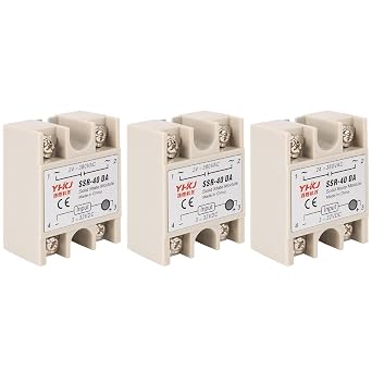 SSR-40DA DC to AC Solid State Relay 40A, DC 3-32V Input, AC 24-380V Output, Single Phase Semiconductor Relay Module, Pack of 3 by BlueStars