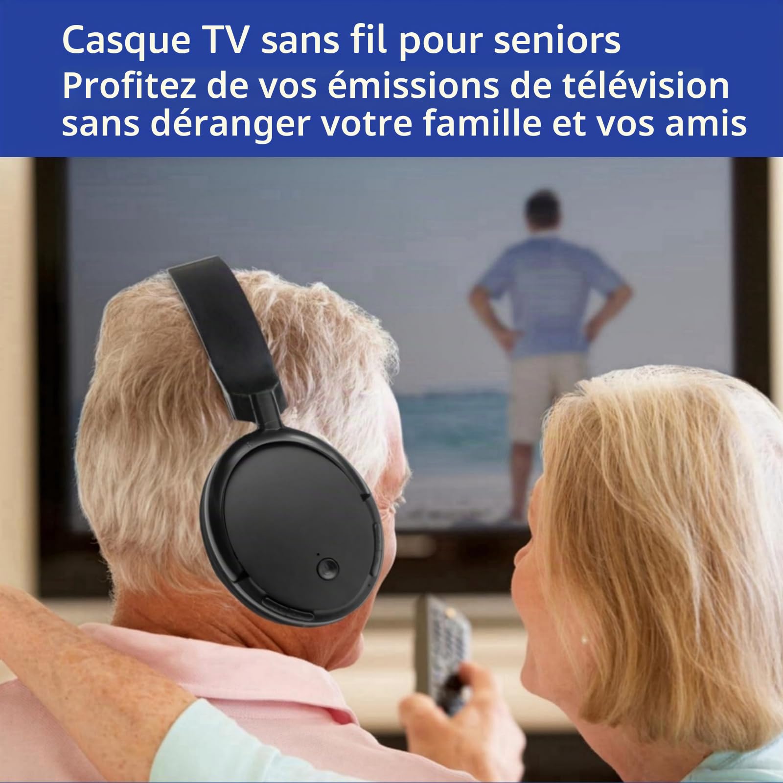 PROW Casque TV sans Fil avec éMetteur USB, Casque TV sans Fil pour Personnes âGéEs, Casque Bluetooth 5.3 Supra-Auriculaire, Autonomie de La Batterie de 30 Heures, LéGer et Confortable