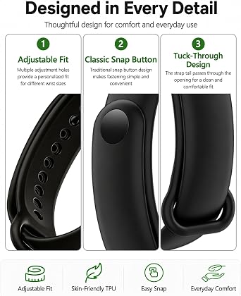 2-10 Pack Replacement Bands Compatible with Xiaomi Smart Band 10/9/8, Soft Sporty Straps, with Metal Connector, Breathable, Adjustable, Quick Release | Soft, lightweight, breathable and easy to clean; Adjustable and quick release