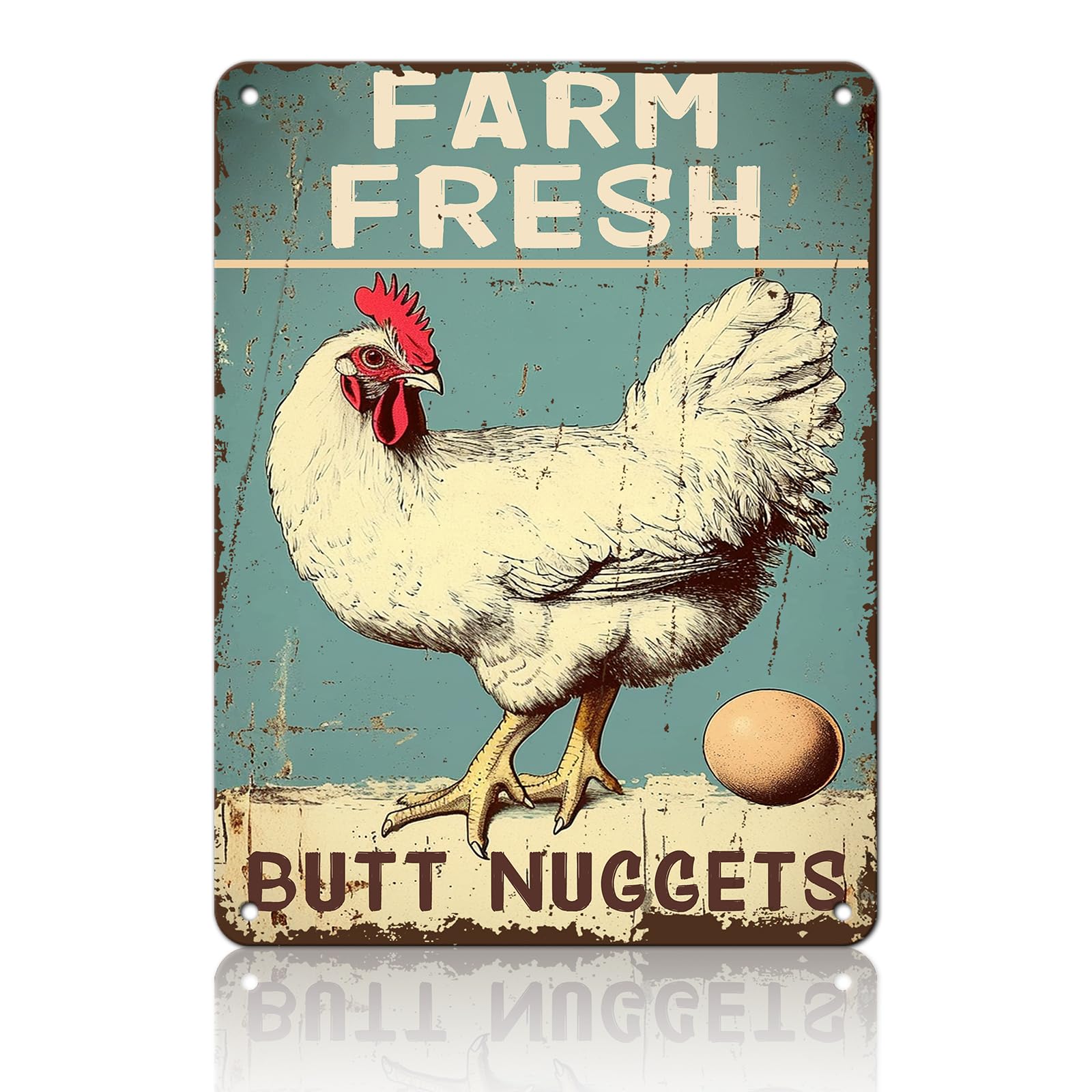 Anceky Vintage Farm Fresh Butt Nuggets Metal Sign Retro Tin Sign Wall Decor for Plub Porch Home Garage Farmhouse 12×8 Inch