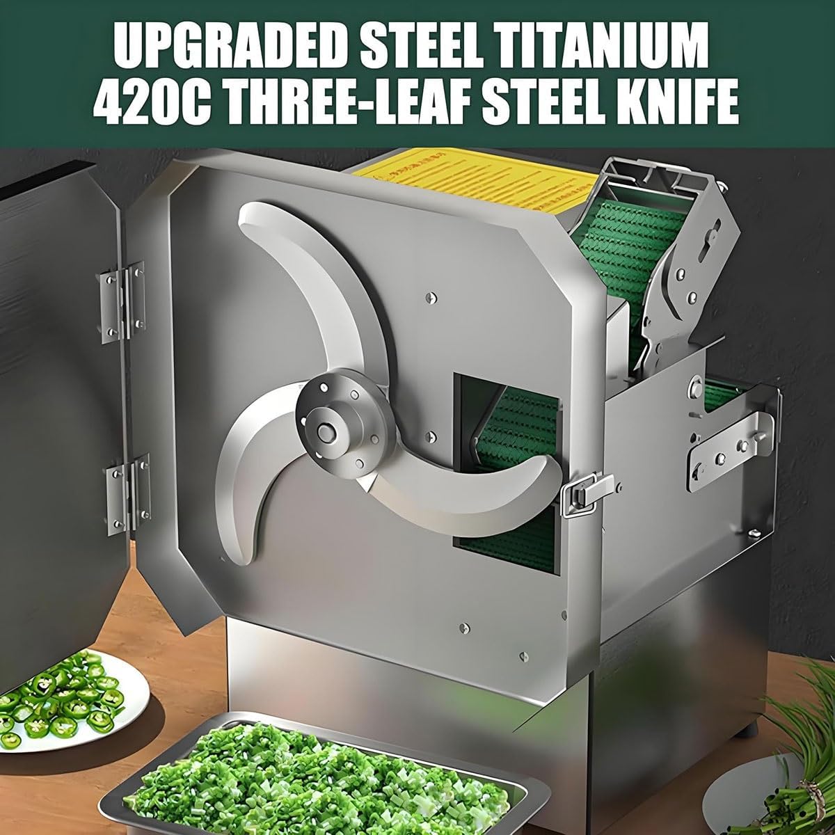 Commercial Vegetable Cutter,200W Electric Vegetable Cutter Scallion Slicer,150kg/h Heavy Duty Electric Slicer,70mm Feed Port,1.3-35mm Thickness Adjustment,for Onion Coriander Leeks
