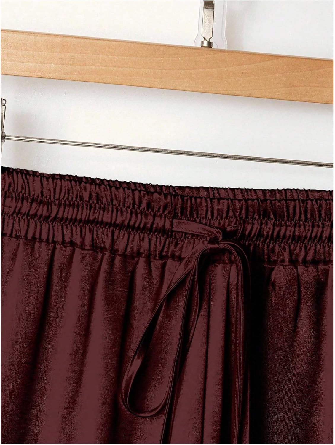 GORGLITTER Women's Satin Wide Leg Pants Drawstring Waist Baggy Business Casual Flowy Trousers Quiet Luxury Clothes