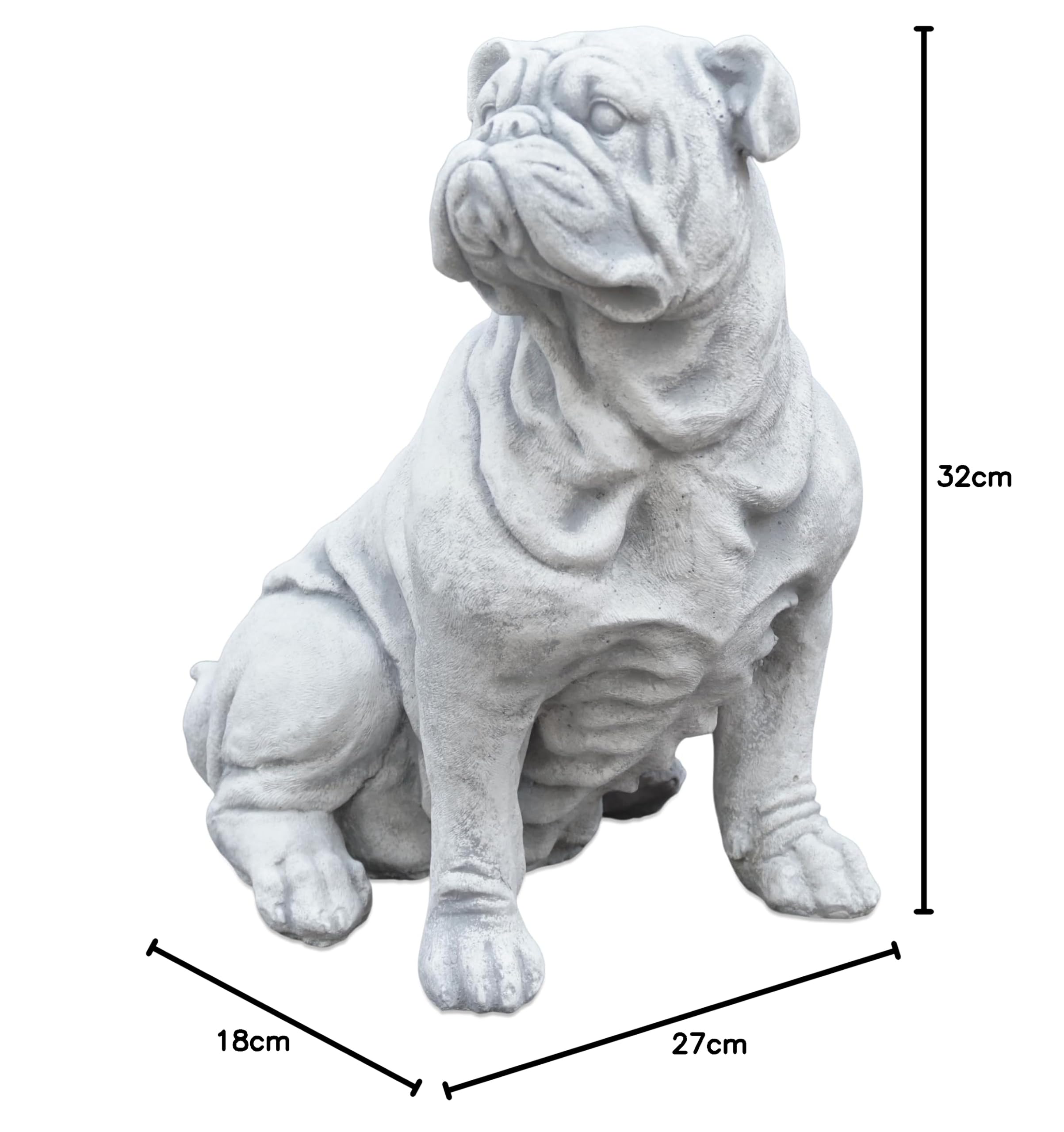 gartendekoparadies.de Bulldog inglese pietra pietra H 32 cm 10 kg grigio antigelo in gres per esterni