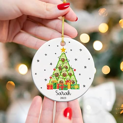 Vista 71 de Adorno de cerámica personalizado para la segunda Navidad del bebé, vaca lechera Feliz Navidad 2025, regalo personalizado para los amantes