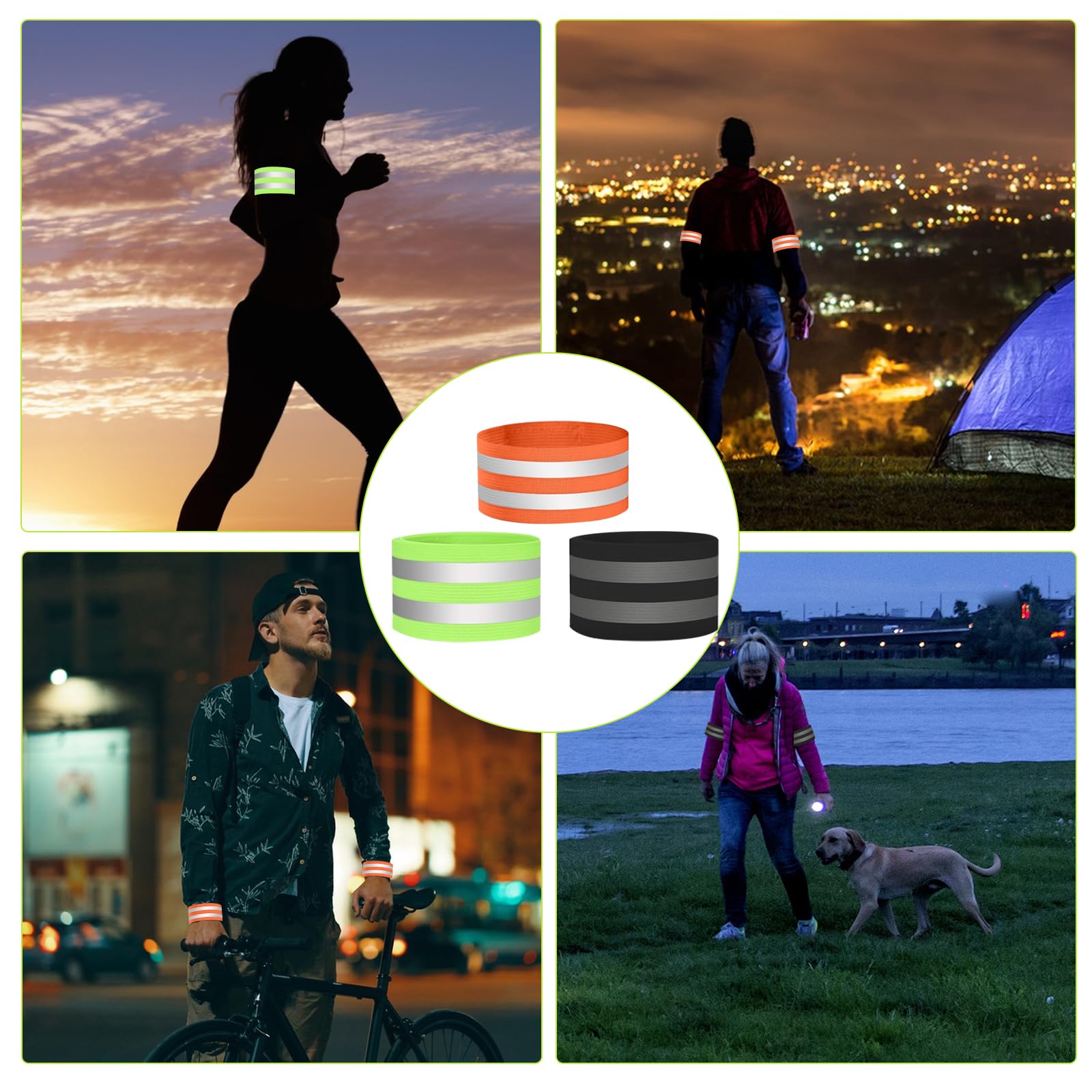 6 Bande Catarifrangenti Per Sicurezza - Fasce Braccio E Gamba Riflettenti, Per Corsa Notturna, Bici, Running - Foto 3