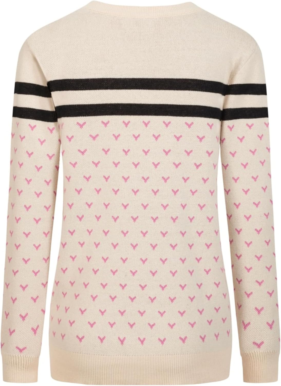 OXKNIT Women's Knit Long Sleeve T-Shirts, 1960s Mod Style Retro Bird and Heart Pattern Crewneck Casual Knitted Tops