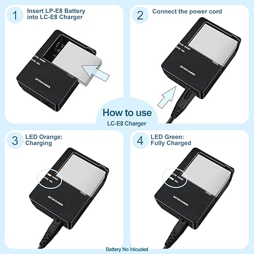Miniatura 6 de LC-E8 LC-E8C LC-E8E Cargador de batería de carga rápida para Canon LP-E8 Batería EOS 550D 600D 650D 700D Rebel T2i T3i T4i T5i Kiss X4 X5 X6i X7i