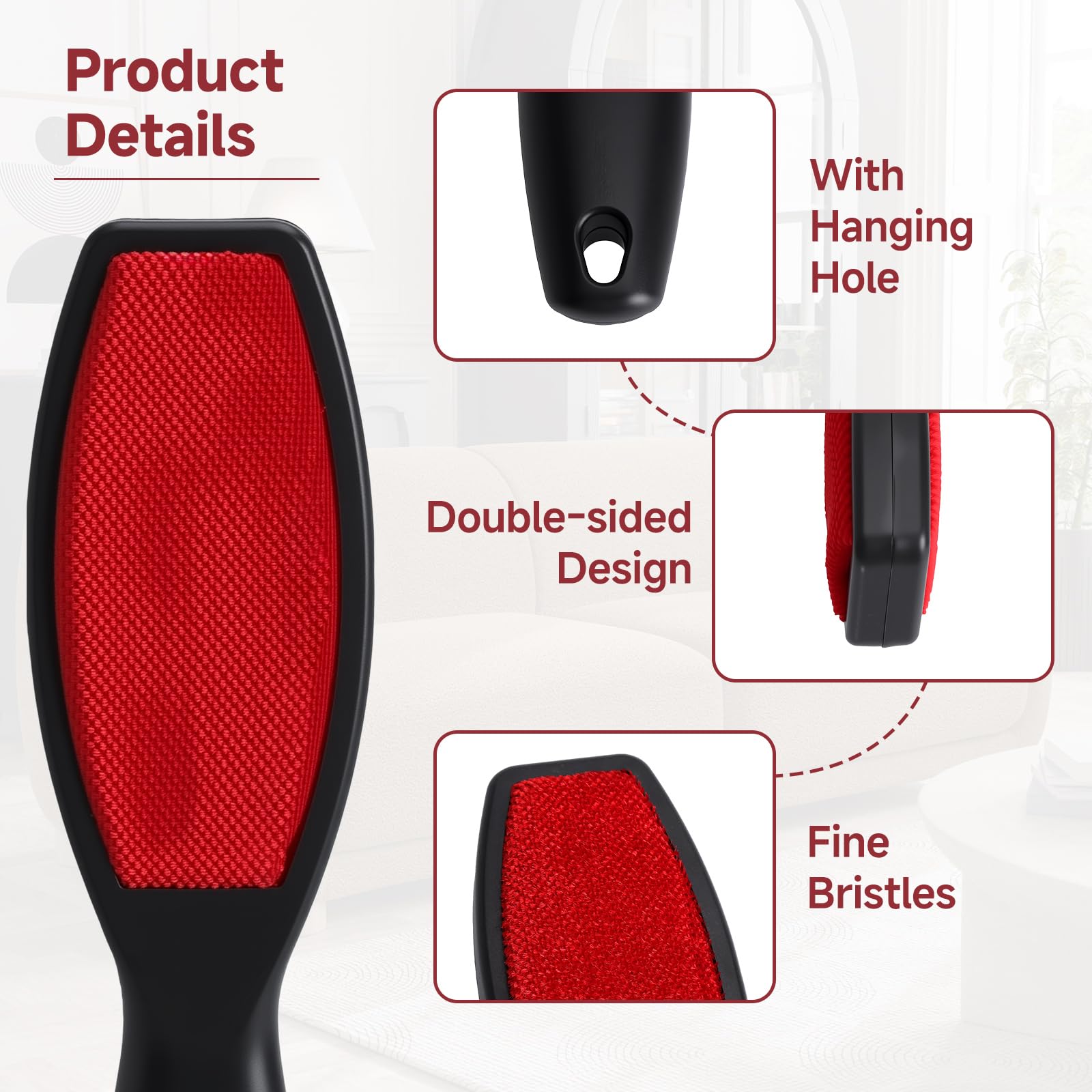 2 cepillos para pelusas de dos lados, reutilizables, cepillos para pelusas de doble cara, cepillo para eliminar pelos de animales, cepillo para sofá, coche, ropa, muebles, textiles, pelo de — view 3