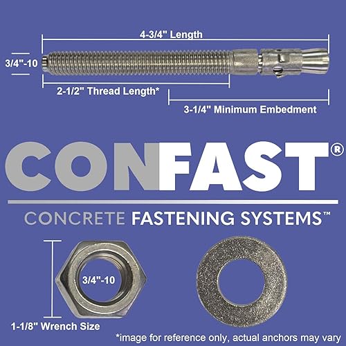Miniatura 33 de CONFAST Ancla de cuña galvanizada de 1/2" x 7" (caja de 25)