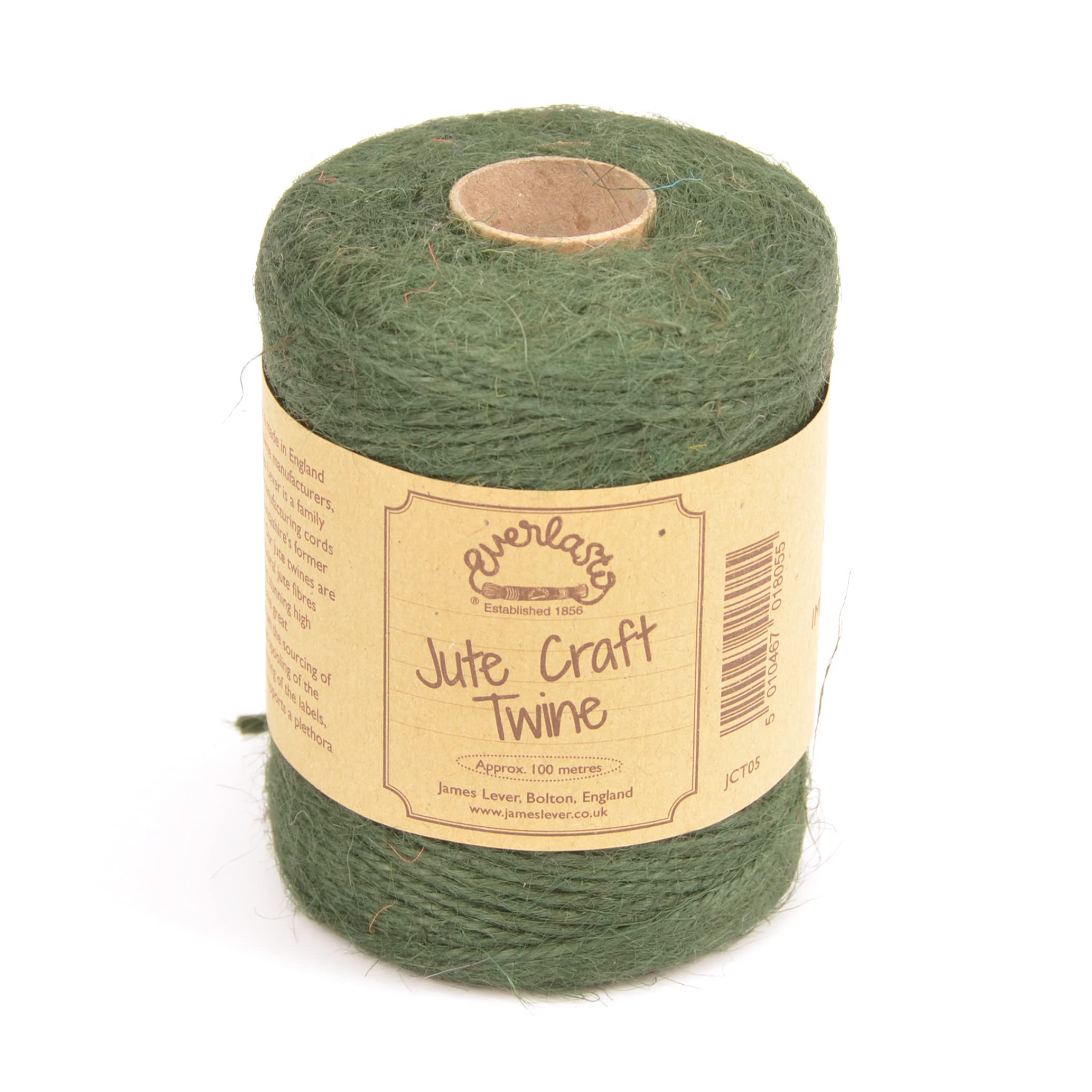 EVERLASTO NATURAL COLOURED JUTE CRAFT TWINE 100M SPOOLS (FOREST GREEN)
