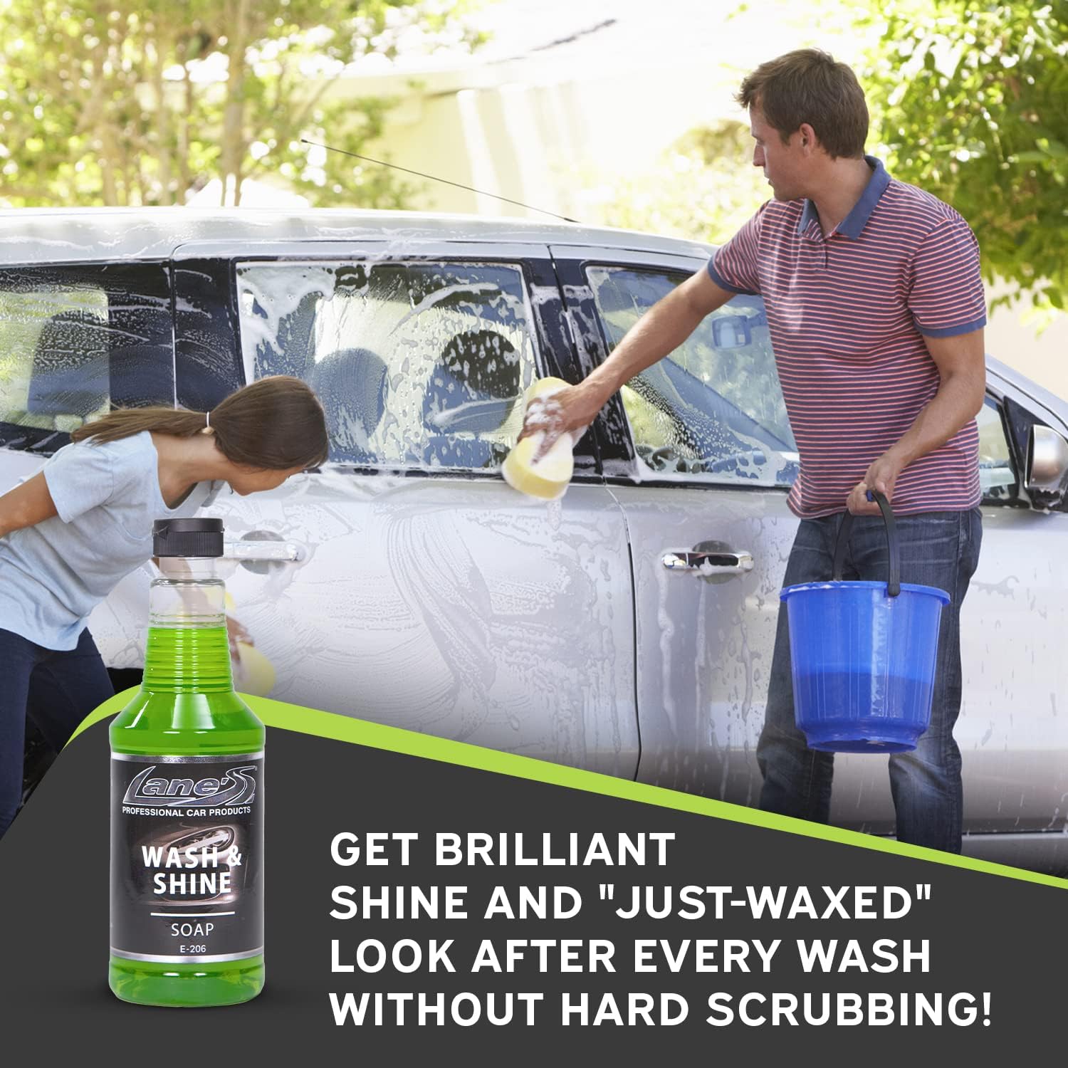 LANE'S Car Soap/Car Wax Soap The Perfect Wax Shampoo for Auto Detailing/Exterior Care Products/High Foaming with Gentle Formula/Concentrated Formula/E-206-32 ounces