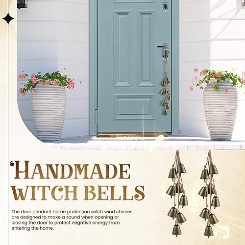 Miniatura 4 de Paquete de 2 campanas de bruja para protección de perilla de puerta, campanas colgantes para perilla de puerta, campanas de brujas, campanas