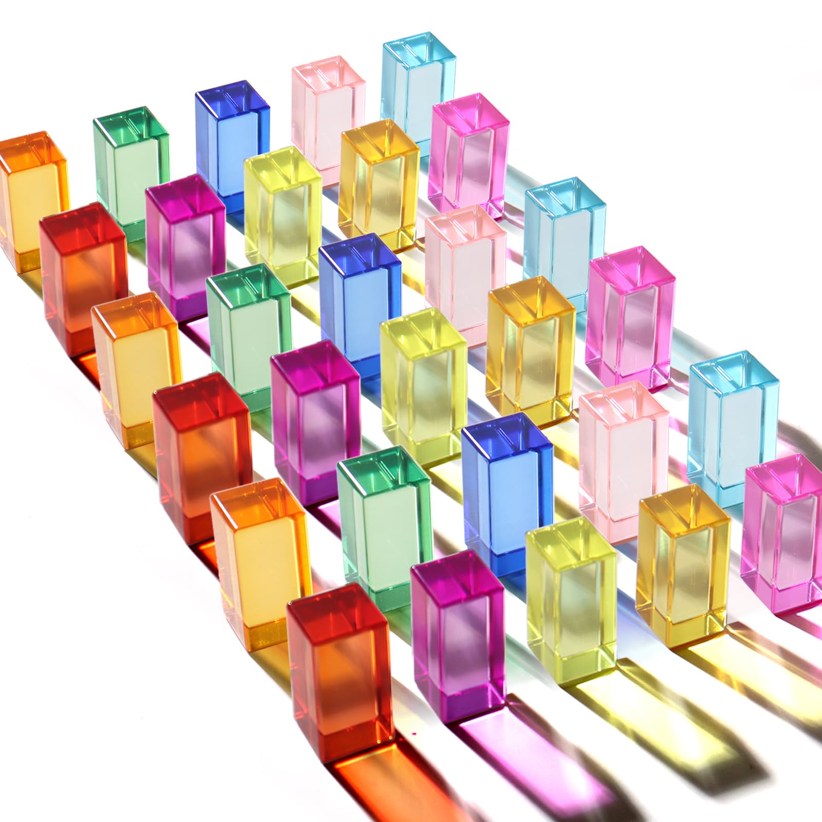 Dinhon 30 Pcs 10 Colors Long Acrylic Bricks - stacking blocks | Mubboo