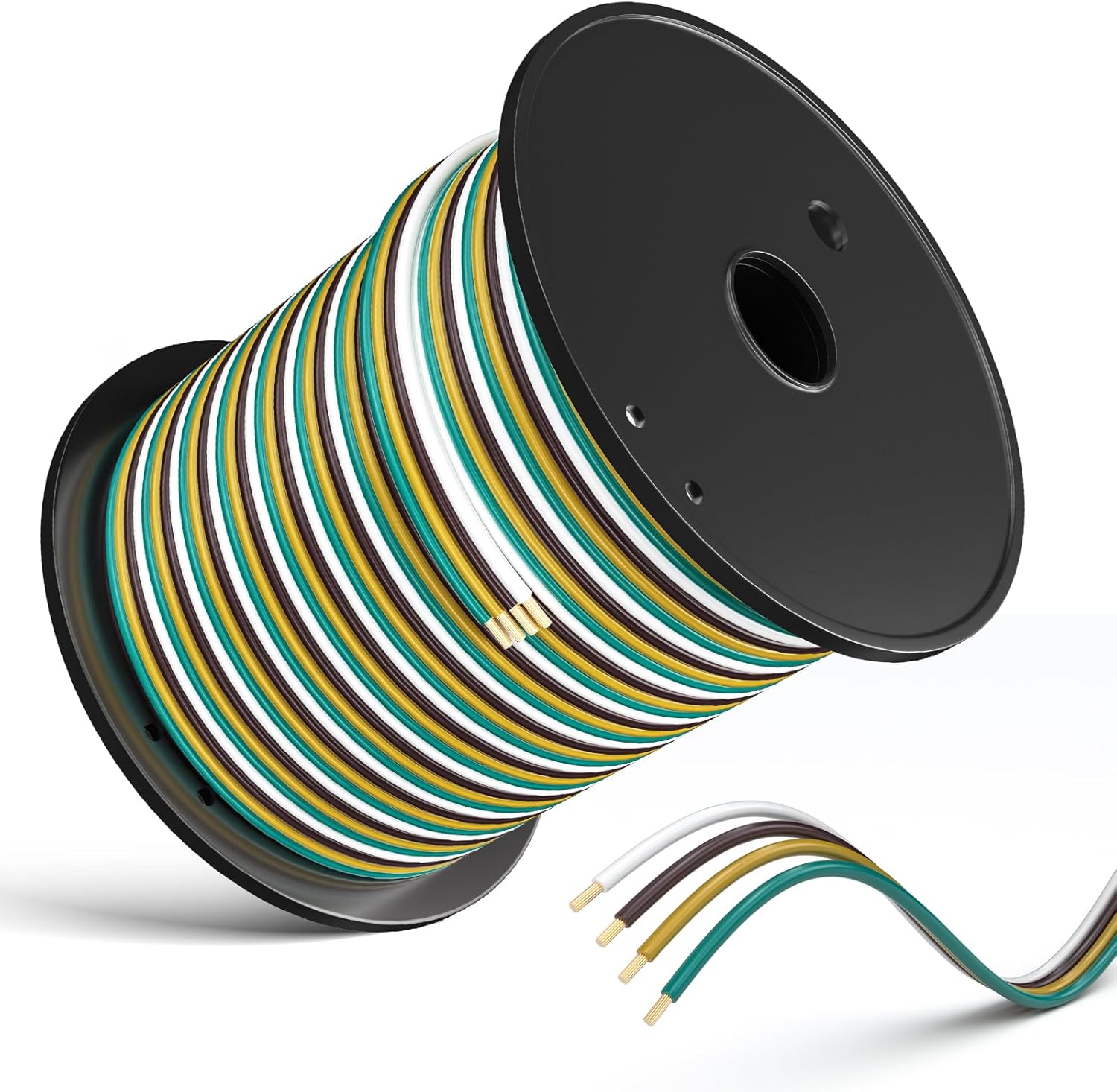 LIMICAR 100FT 14 Gauge 4-Way Trailer Wiring Harness Kit - Color-Coded Wishbone Boat RV Truck ATV Wire SAE J1128