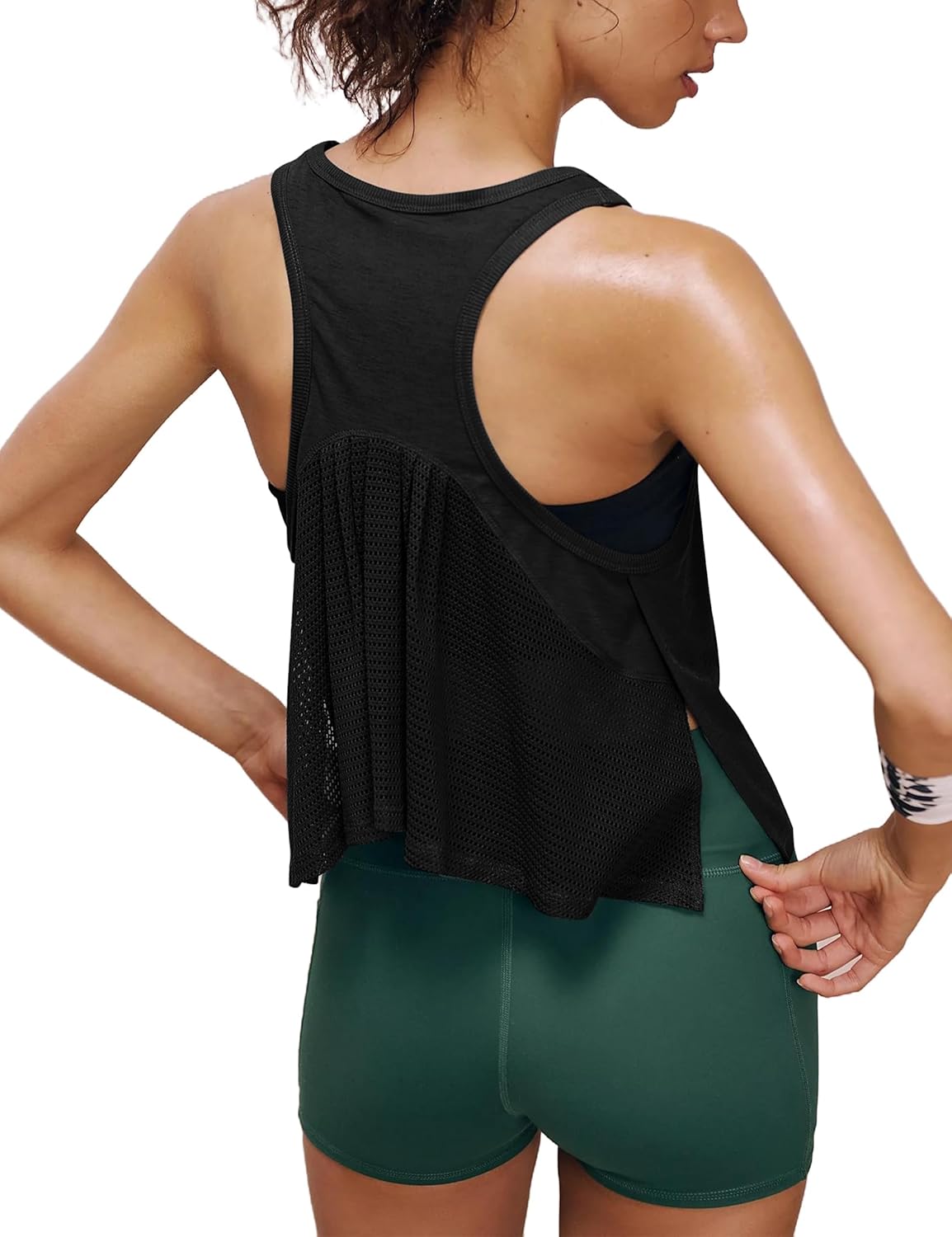 Majdan Women's Workout Tank Tops Athletic Racerback Mesh Sleeveless Crop Tops Gym Yoga Running Shirts