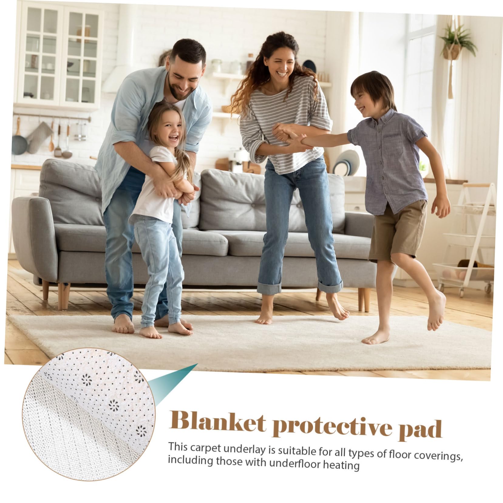 Homoyoyo -Tapis Antidérapant Blanc PVC 200x300cm pour Tapis