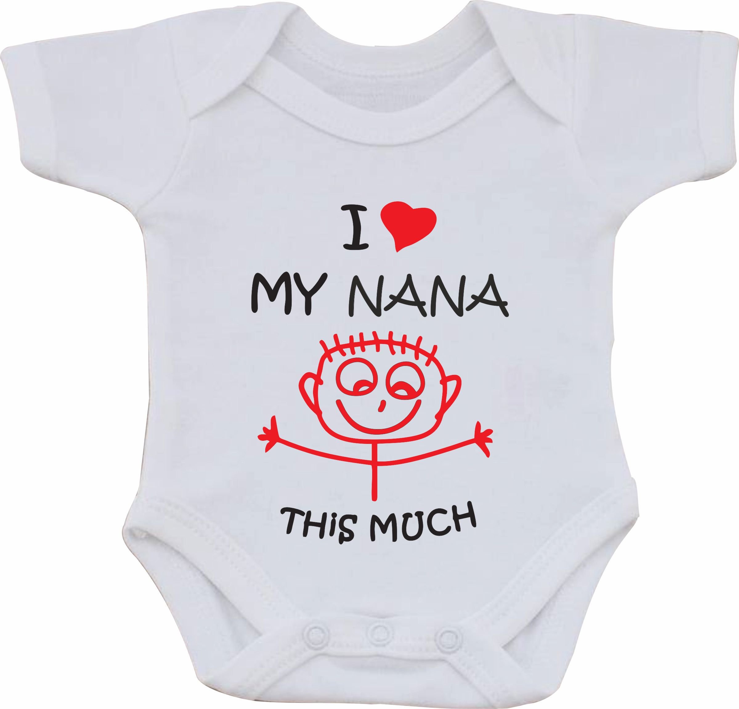 magic moments I LOVE MY NANA THIS MUCH 100% COTTON BABY VEST OR BIB (0 to 3 months)