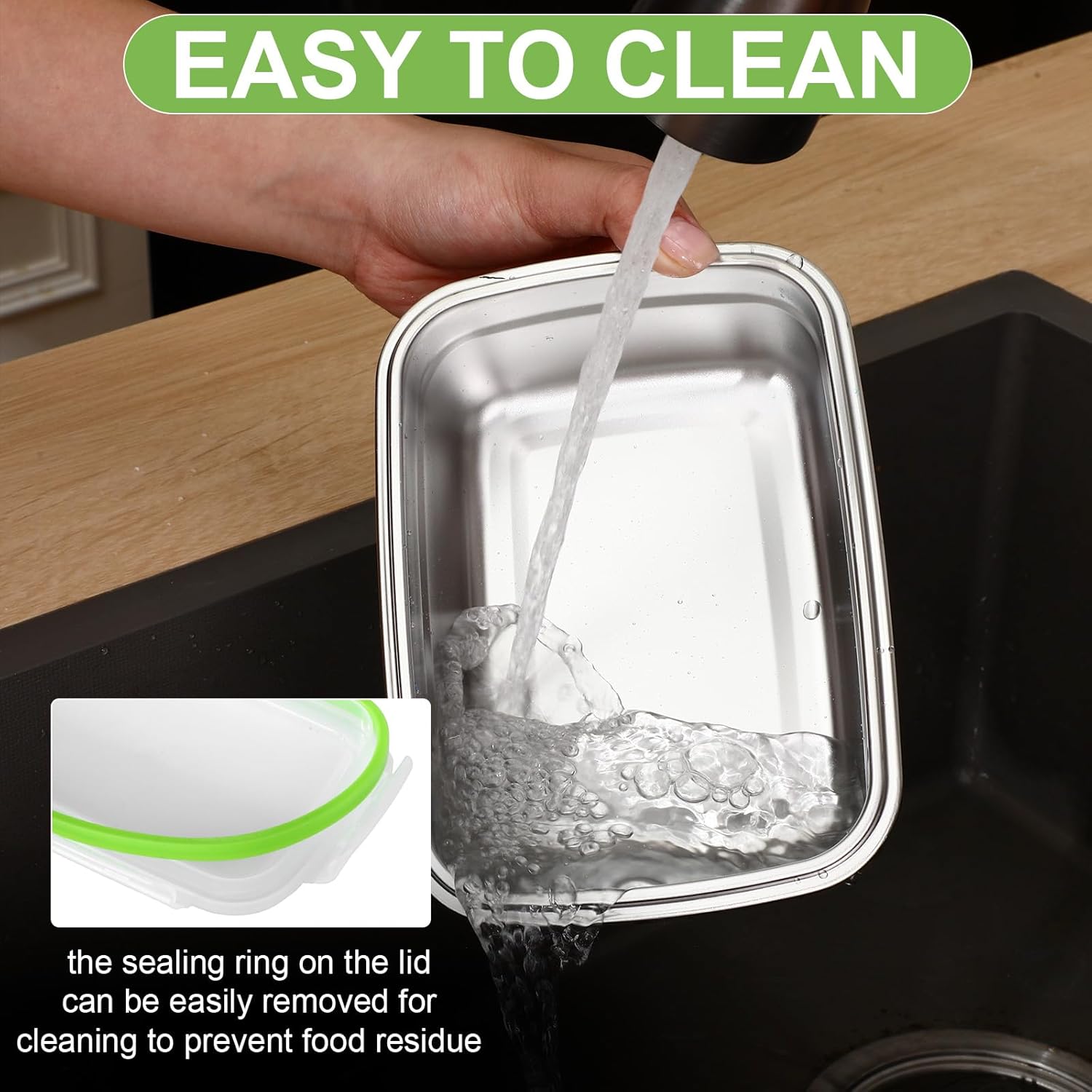 12 Pcs 304 Stainless Steel Food Storage Containers with Airtight Lids Metal Meal Prep Containers Bento Lunch Boxes, Freezer and Dishwasher Safe Keep Food Fresh for Kitchen, Picnic, Camping - Image 4