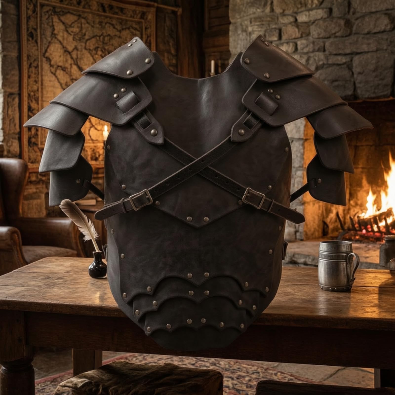 Gralara Corazza da Cosplay Fantasy Armatura Medievale Vichingo Armatura con Spallacci per Rievocatori