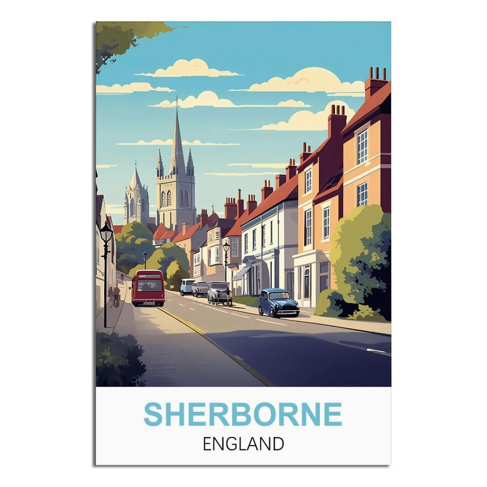 iPuzou Sherborne England Vintage Travel Posters 12x18inch(30x45cm) Canvas Wall Decor, Wall Art Posters Prints Paintings Pictures for Living Room