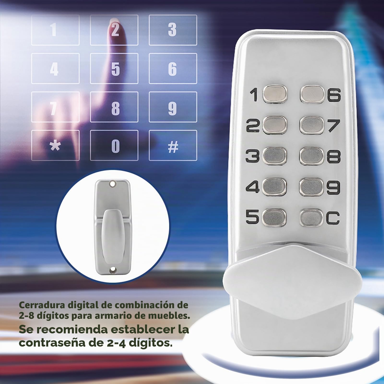 2-8 Bloqueo de código digital mecánico Sin llave Cerradura de la puerta de entrada Teclado Combinación Palanca Manija Puertas Cerradura digital para puerta con código de bloqueo de HomeSecure