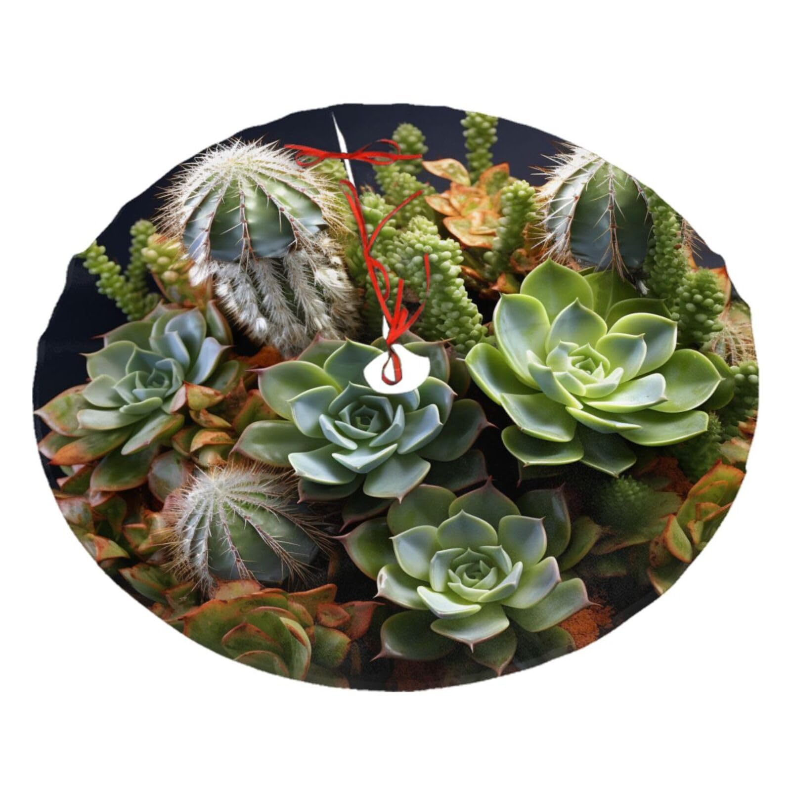 Cactus Multiflesh Christmas Tree Skirt 48",Soft Plush Xmas Tree Mat Christmas Tree Oranment for Merry Christmas Party Holiday Indoor Outdoor Decorations