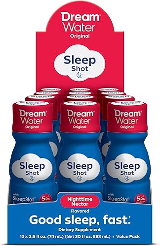 Miniatura 2 de Dream Water Bebida de suplemento para ayudar al sueño melatonina 5 mg, GABA, 5-HTP cero azúcar, sabores naturales, sin colores añadidos, inyecciones