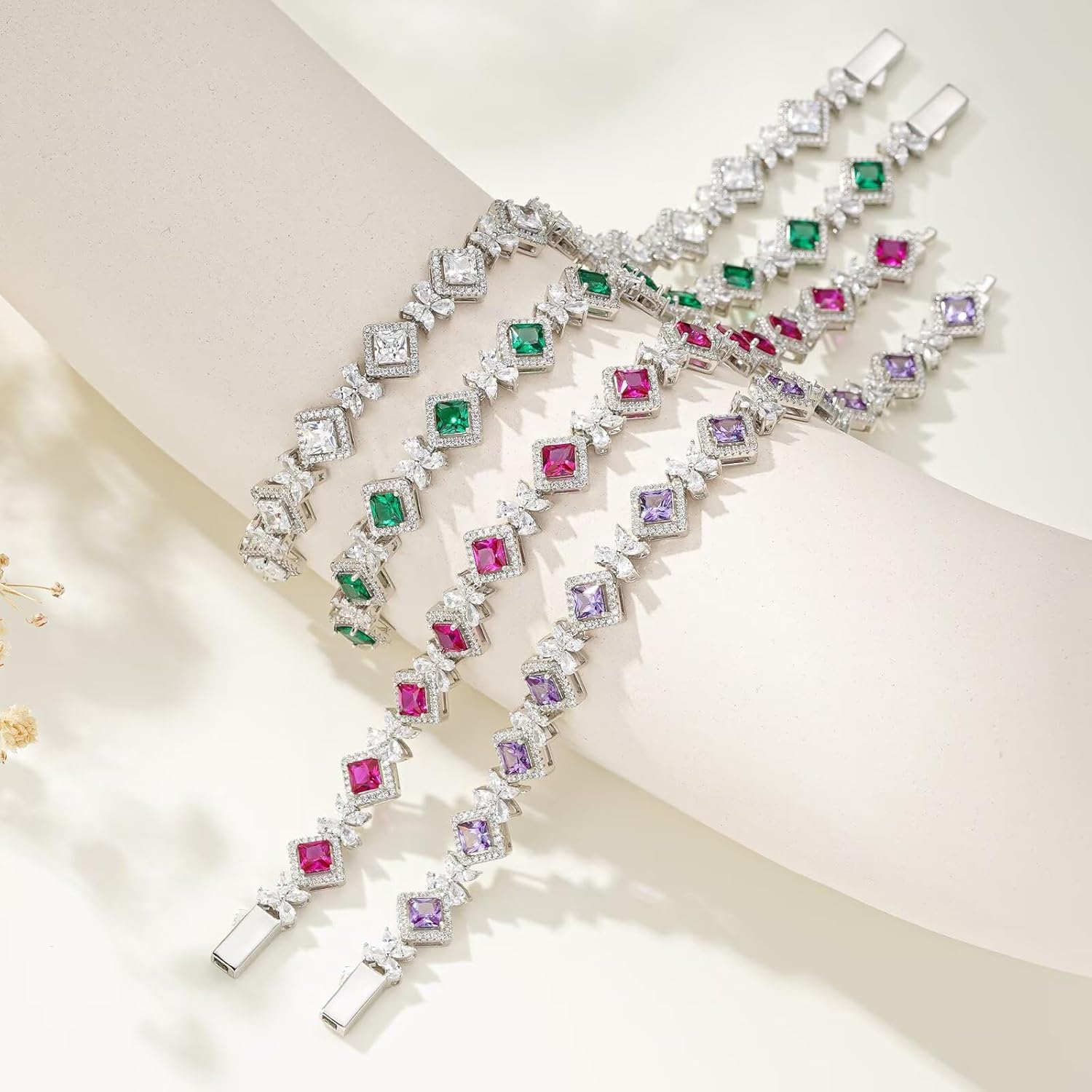 Iefil Tennis Bracelets for Women - 925 Sterling Silver Birthstone Tennis Bracelet, Anniversary Birthday Gifts, Birthstone Jewelry for Women Wife Mom Daughter - Image 3