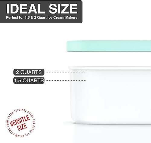 Miniatura 2 de BALCI - Recipiente para helados - 2 cuartos de galón - Almacenamiento reutilizable perfecto para congeladores caseros para sorbete, yogur congelado