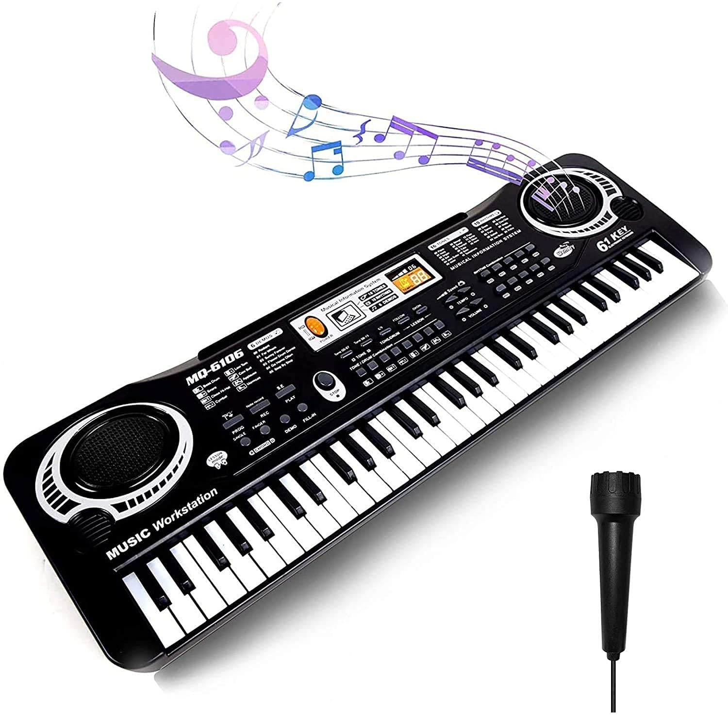 eWINNER 61-Key Kids Piano Keyboard with Microphone Portable Electronic Keyboard Key Board for Gift 16 Timbres 10 Rhythms & Built-in Speakers