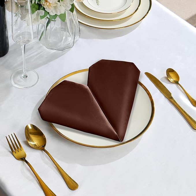 Vacvelt 50 Servilletas Elegantes de Satén 43x43 Chocolate miniatura 4