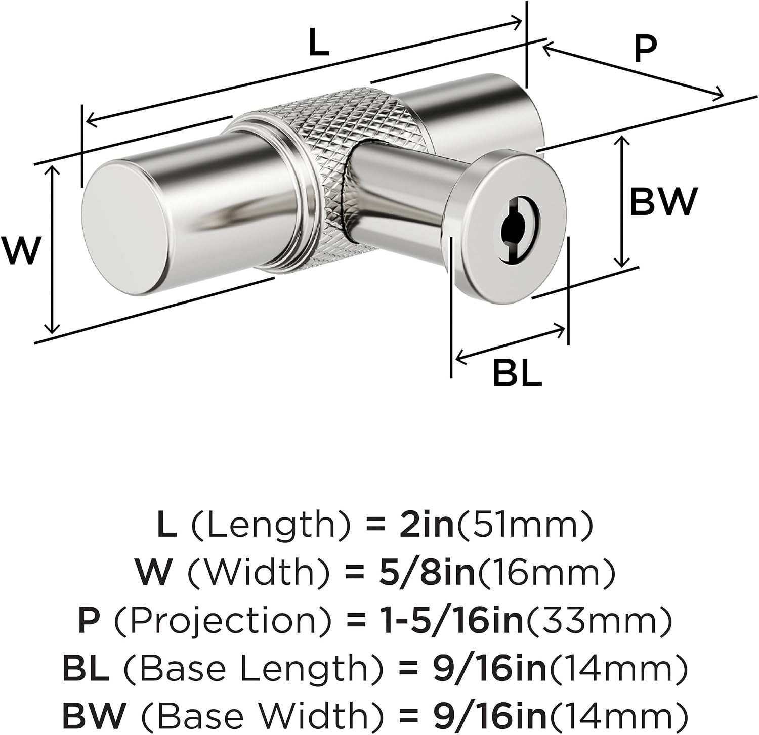 Amerock Faraday 2 inch (51mm) Length Polished Nickel Cabinet Knob, BP37741PN