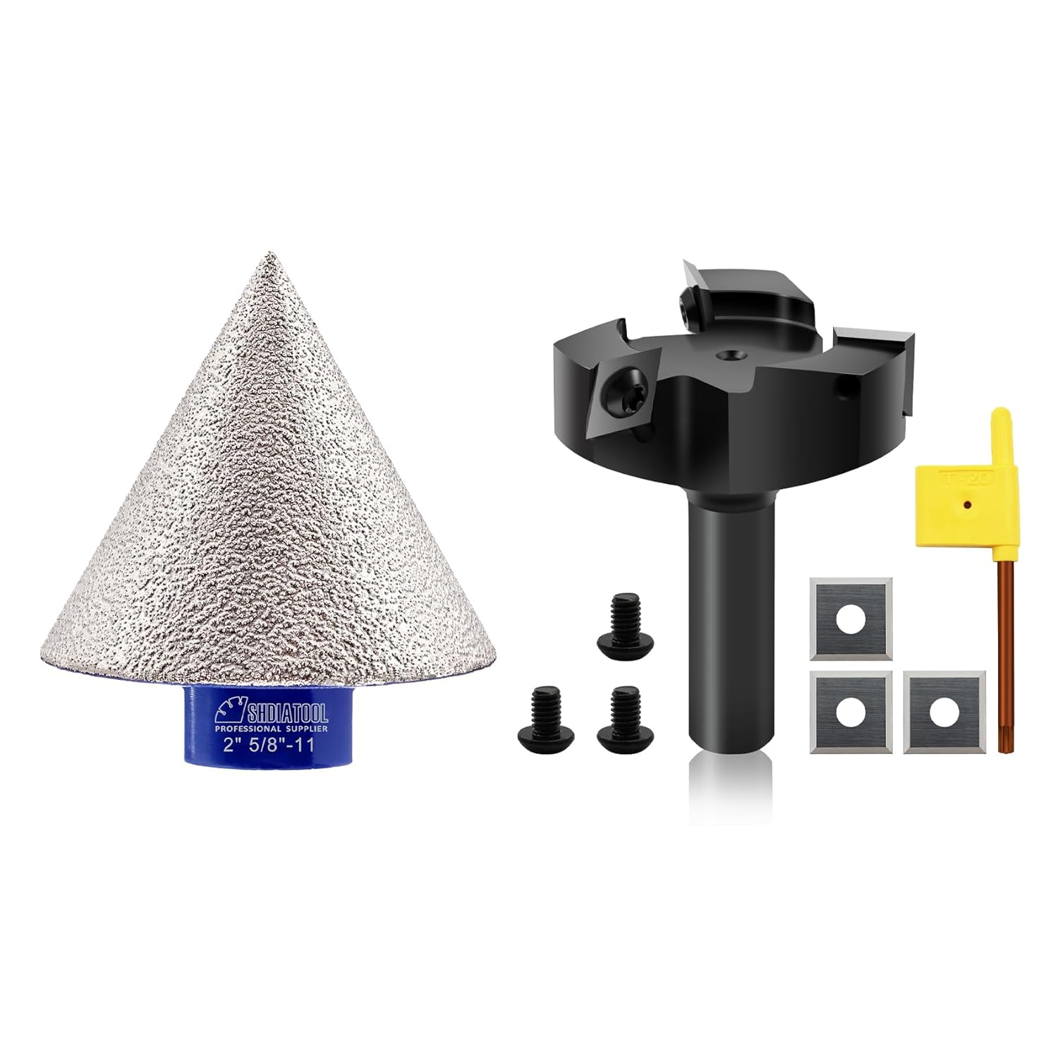 SHDIATOOL Diamond Beveling Chamfer Bits 2 inch, Countersink Drill Bits for Existing Holes Enlarging Shaping Trimming Porcelain Tile Marble Ceramic Granite Finger Bits for Angle Grinder