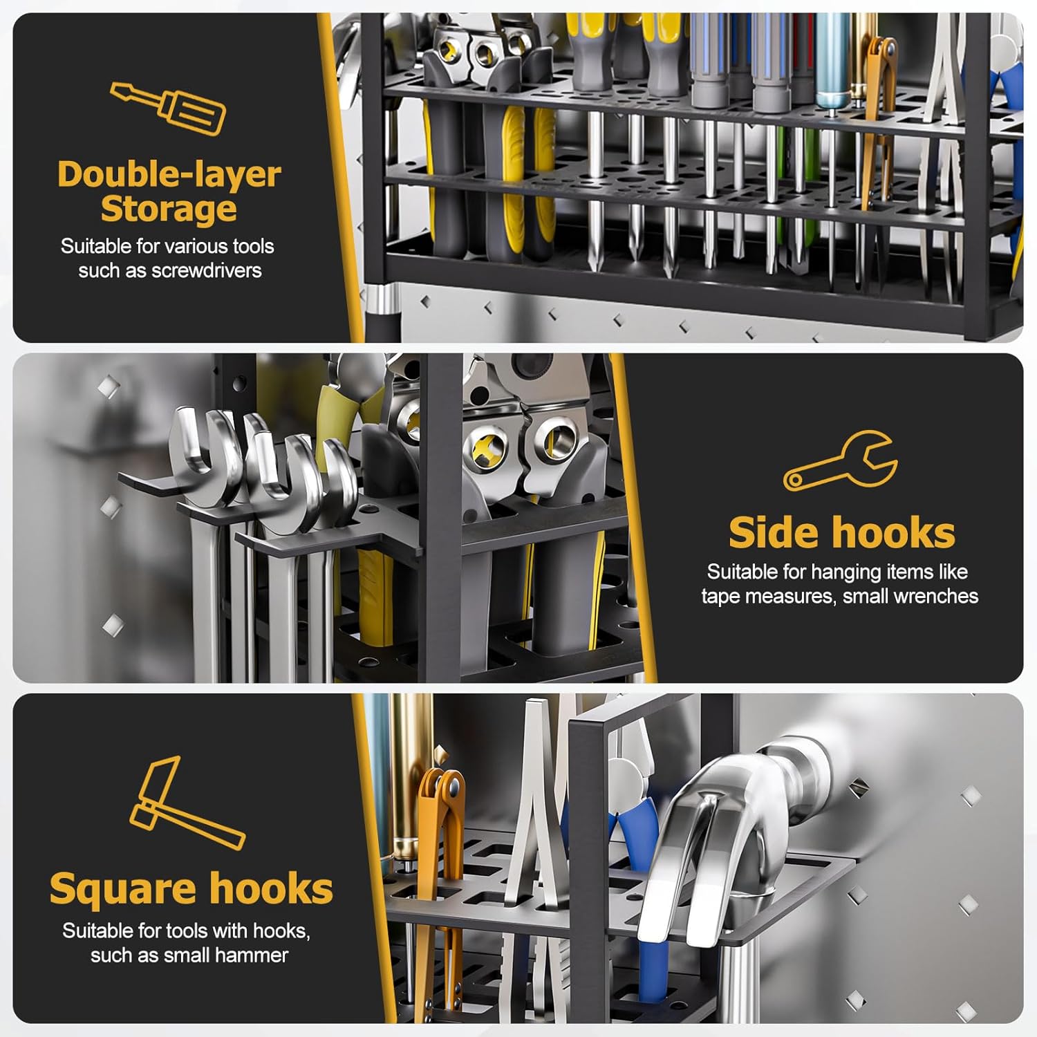 56 Holes Screwdriver Organizer Holder, Metal Screw-Driver Storage Rack Wall Mount for Hex Cross RC Kit, Hand Tool stand for Workshop,Workbench