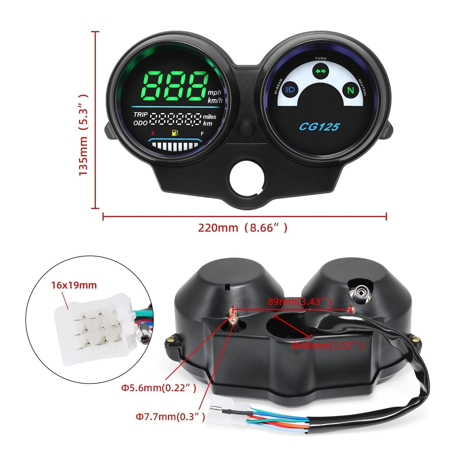 Digitale contagiri Per Il Brasile Per CG125 Anno Dal 2000 Al 2008 Per Fan 125 Per Titan 2013 Dashboad Pannello Digitale LED Tester Tachimetro Del Motociclo