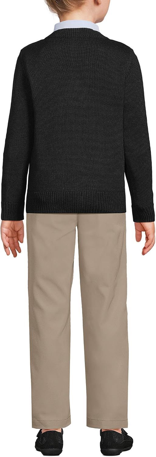 Lands' End Kids Legacy Varsity Cardigan Medium Black