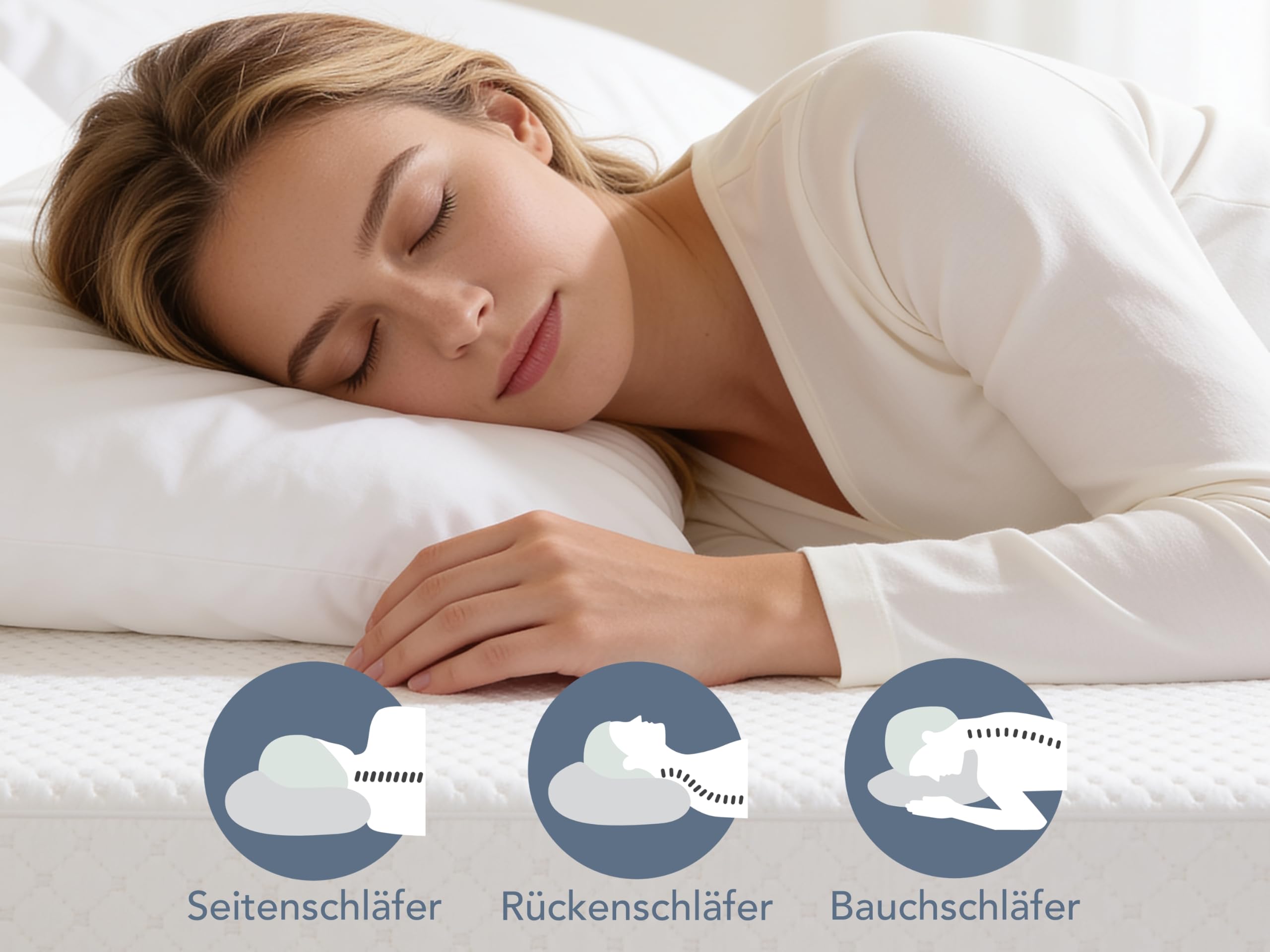 XDREAM Pure Topper | Topper ergonómico con cómodo núcleo de espuma de confort | Cintas para fijación | Certificado Öko-Tex 90 x 200 cm