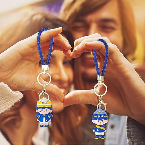 Miniatura 4 de Bewudy 2 llaveros de dibujos animados para parejas, muñecos Kawaii, encantos de mochila, bonitos llaveros para mujeres y hombres con llavero de