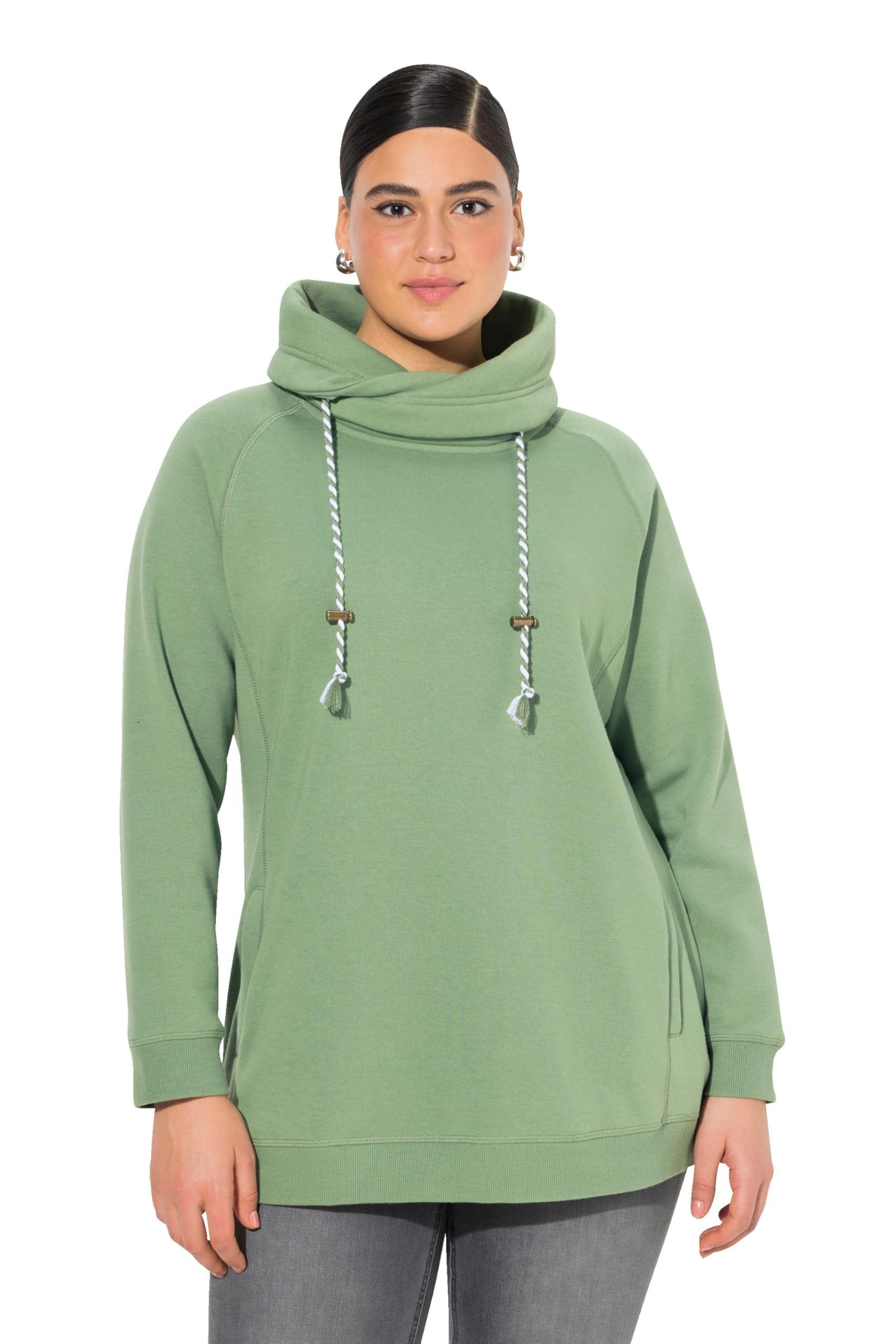 Ulla Popken Bluza sportowa Kobiety Sweatshirt, Weiter Stehkragen, Taschen, Raglan-langarm