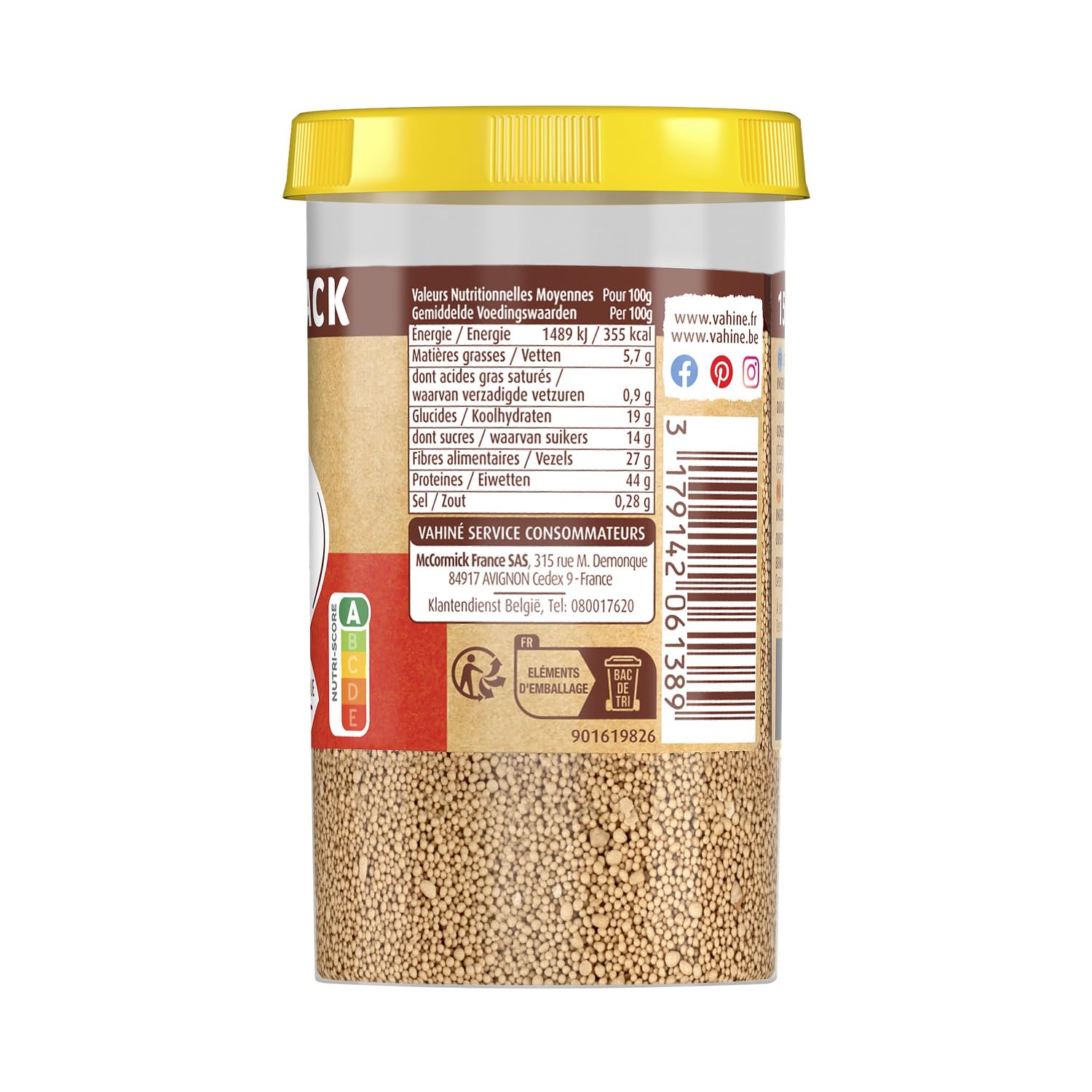 VAHINE Levure Boulangère Déshydratée Classique 150g, Fabriquée en France, Flacon Familial avec Bouchon Vissé pour Conservation Pratique - Lot de 3